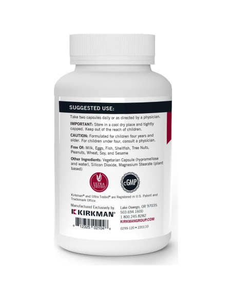 Multivitaminas y Minerales para Niños Kirkman 120 Cápsulas