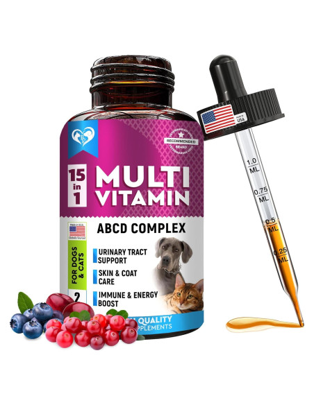 Multivitamina líquida 15 en 1 para perros y gatos 60 ml