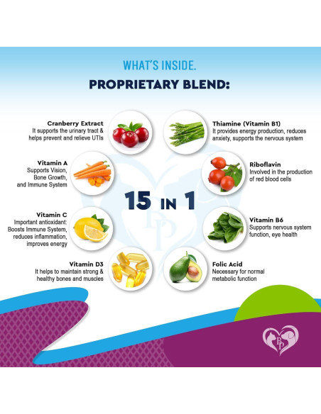 Multivitamina líquida 15 en 1 para perros y gatos 60 ml