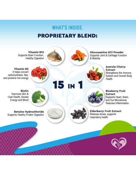 Multivitamina líquida 15 en 1 para perros y gatos 60 ml