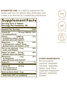 Solgar Complejo Avanzado de Calcio 120 Tabletas - Zinc, D3, K2 2