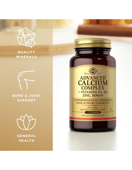 Solgar Complejo Avanzado de Calcio 120 Tabletas - Zinc, D3, K2
