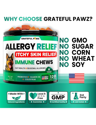 Masticables para Perros Grateful Pawz - Alivio Alergias y Picazón