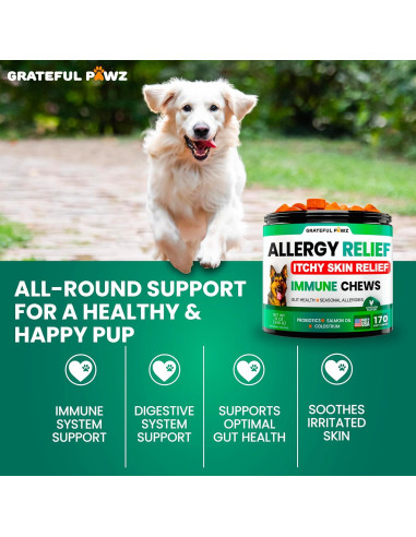 Masticables para Perros Grateful Pawz - Alivio Alergias y Picazón