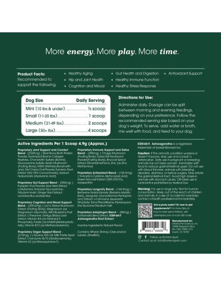 Suplemento en polvo para perros Arterra 60 cucharadas salud integral