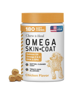 Suplemento de Aceite de Salmón para Perros Chew + Heal 180 Masticables