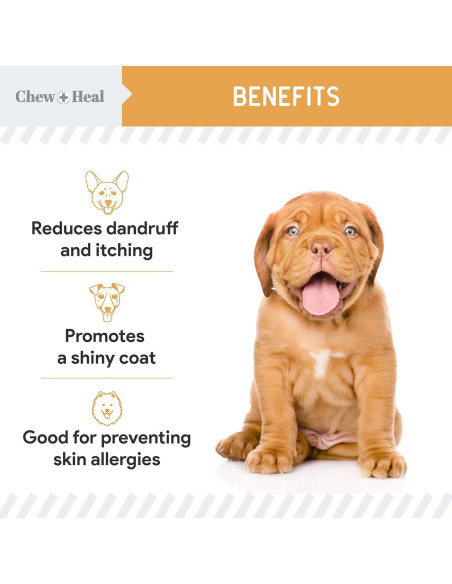 Suplemento de Aceite de Salmón para Perros Chew + Heal 180 Masticables