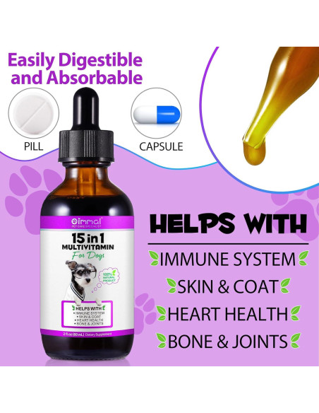 Gotas Multivitamínicas para Perros Lezizi 15 en 1 - Salud Articulaciones y Piel