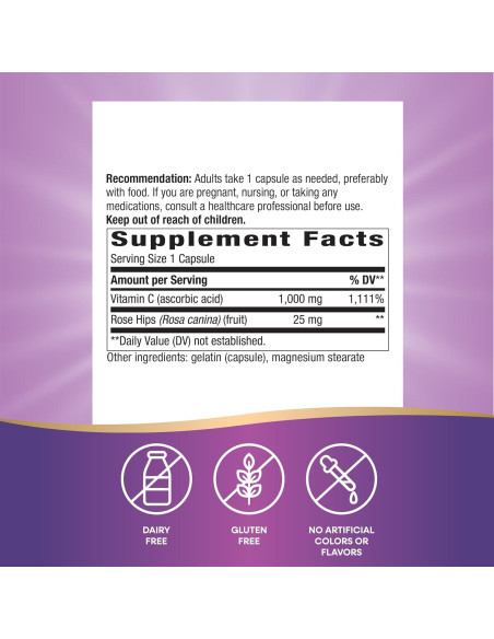 Vitamina C Nature's Way 1000 mg con Rosa Mosqueta 250 Cápsulas