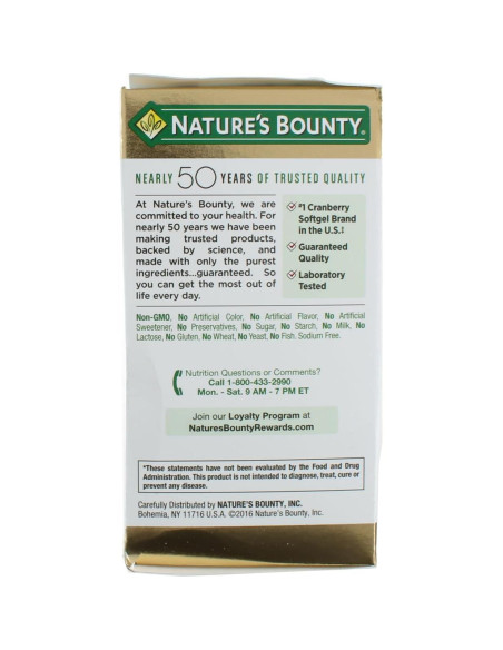 Suplemento Dietético de Arándano Nature's Bounty 60 Geles Blandos