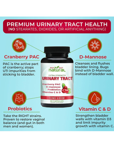 Pastillas UTI 5-en-1 Why Not Natural con D-Mannosa y Probioticos