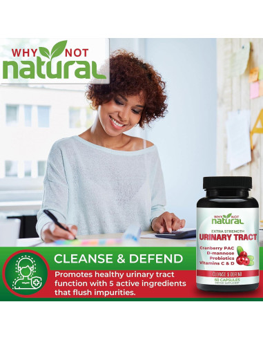 Pastillas UTI 5-en-1 Why Not Natural con D-Mannosa y Probioticos