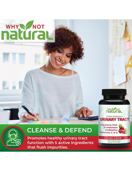 Pastillas UTI 5-en-1 Why Not Natural con D-Mannosa y Probioticos