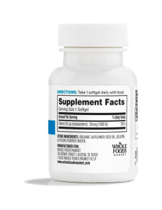 Suplemento de Vitamina D3 1000 UI 365 Whole Foods 100 Softgels 2