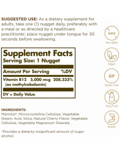 Solgar Metilcobalamina B12 5000 mcg 30 Nuggets Vegano 2