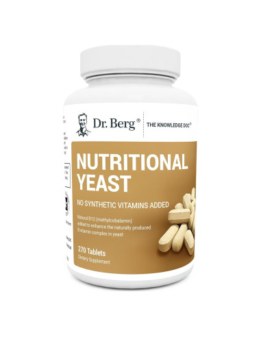 Tabletas de Levadura Nutricional Dr. Berg - B12 y Vitaminas B - 270 Tabletas Veganas