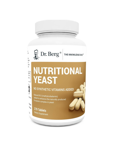Tabletas de Levadura Nutricional Dr. Berg - B12 y Vitaminas B - 270 Tabletas Veganas