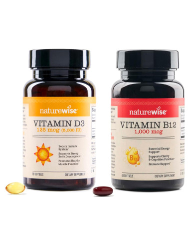 NatureWise Vitamina D3 5000 IU + B12 1000 mcg 90 Cápsulas
