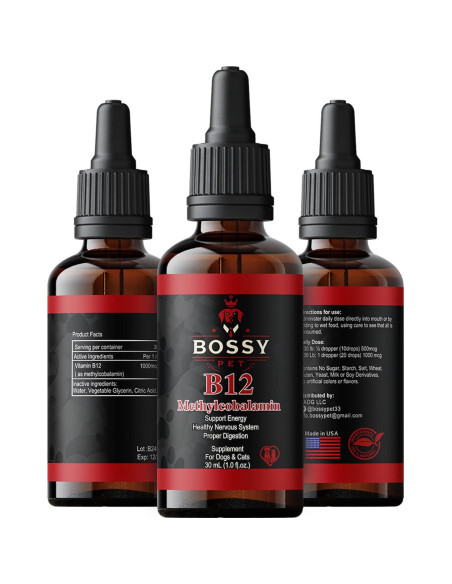 Vitamina B12 Líquida para Perros y Gatos Bossy Pet 1000mcg/mL