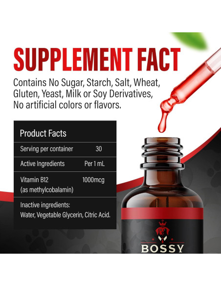 Vitamina B12 Líquida para Perros y Gatos Bossy Pet 1000mcg/mL