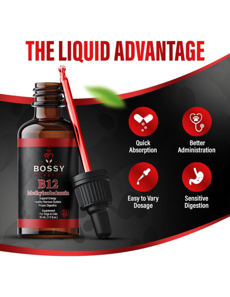 Vitamina B12 Líquida para Perros y Gatos Bossy Pet 1000mcg/mL