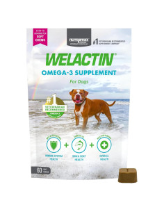 Nutramax Welactin Omega 3 para Perros - Suplemento Piel y Pelaje, 60 Masticables