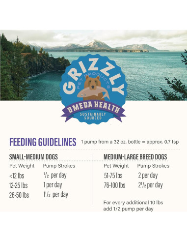 Suplemento Líquido Omega-3 Grizzly Pet 0.95L para Perros y Gatos