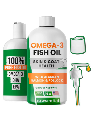 Aceite de Pescado Omega 3 Pawsential 473 ml para Perros y Gatos