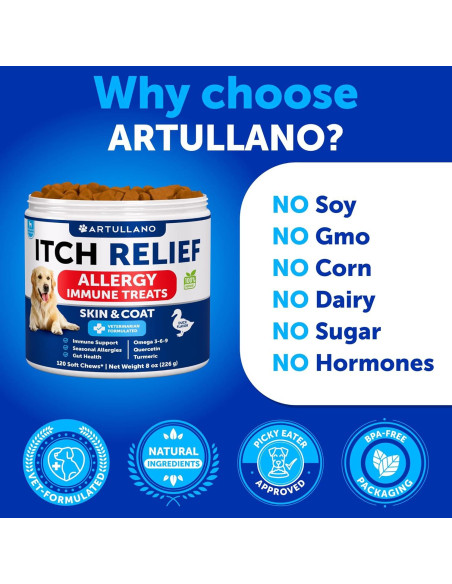 Masticables para Perros Artullano 120 Golosinas Alivio Alergias