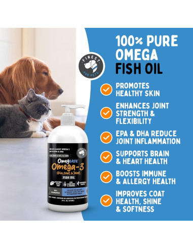 Aceite de Pescado Omega 3 Omegease 473 ml para Perros y Gatos