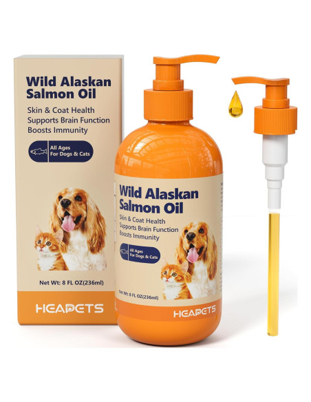 Aceite de Salmón HEAPETS para Perros y Gatos 236.6 ml Omega 3