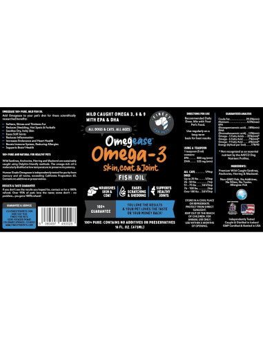 Aceite de Pescado Omega 3 Omegease 473 ml para Perros y Gatos