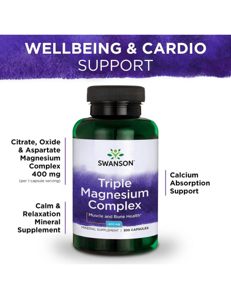 Complejo de Magnesio Triple Swanson 300 Cápsulas 400mg
