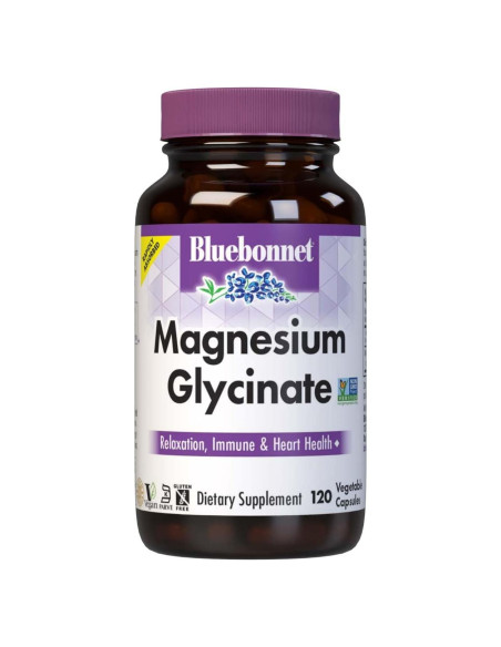 Glicinato de Magnesio Bluebonnet 400mg 120 Cápsulas Vegetales