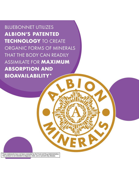 Glicinato de Magnesio Bluebonnet 400mg 120 Cápsulas Vegetales