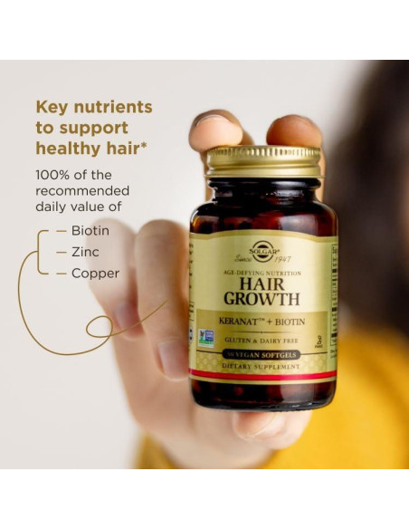 Suplemento Crecimiento Cabello Solgar Biotina 30 Cápsulas