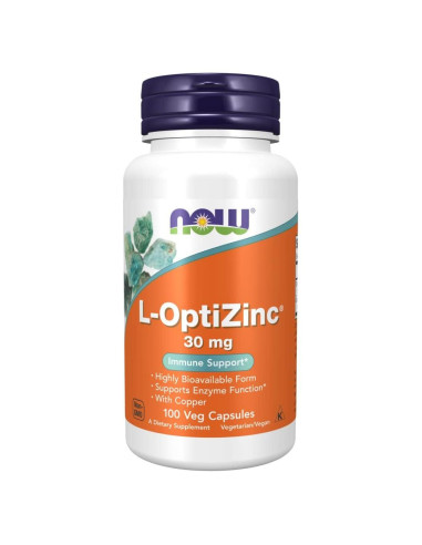 NOW Opti L-Zinc 30mg 100 Cápsulas - Paquete de 3