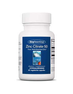 Citrato de Zinc Allergy Research Group 50mg - 60 Cápsulas