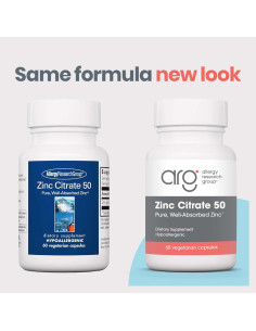 Citrato de Zinc Allergy Research Group 50mg - 60 Cápsulas 2