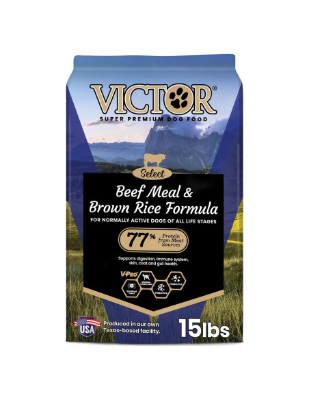 VICTOR Comida Seca para Perros 6.8 kg - Carne de Res y Arroz Integral