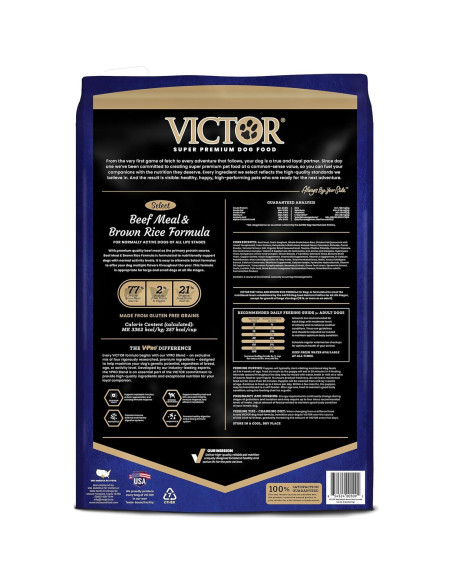 VICTOR Comida Seca para Perros 6.8 kg - Carne de Res y Arroz Integral