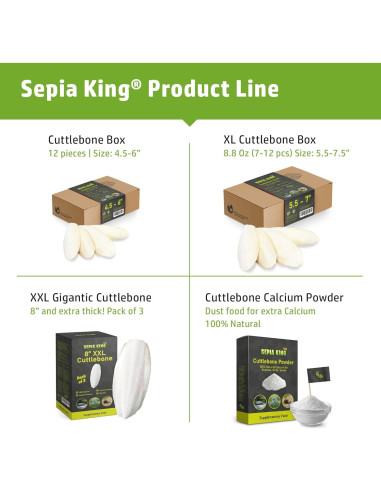 Hueso de Sepia 100% Natural Sepia King 99.22 g - Suplemento de Calcio para Aves, Tortugas y Reptiles