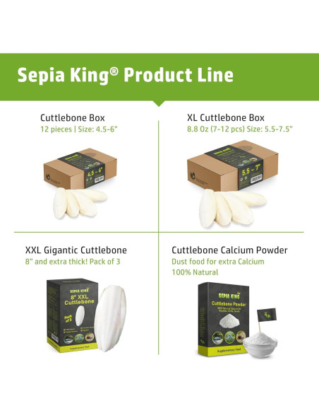 Hueso de Sepia 100% Natural Sepia King 99.22 g - Suplemento de Calcio para Aves, Tortugas y Reptiles