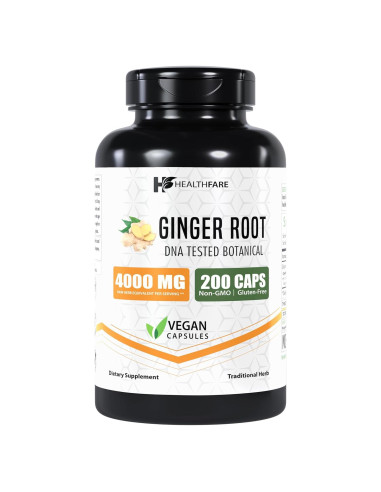 Extracto de Raíz de Jengibre HealthFare 4000mg 200 Cápsulas Veganas