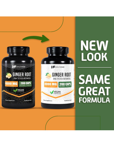 Extracto de Raíz de Jengibre HealthFare 4000mg 200 Cápsulas Veganas