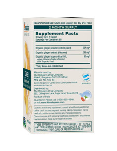 Suplemento de Jengibre Orgánico Himalaya 60 Tabletas 4,766 mg 2