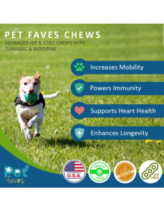 Suplemento Articulaciones Perros Pet Faves - Cúrcuma 90 Masticables 2