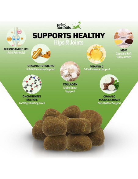 Suplemento Articular para Perros Deley Naturals - 120 Masticables con Glucosamina y Condroitina