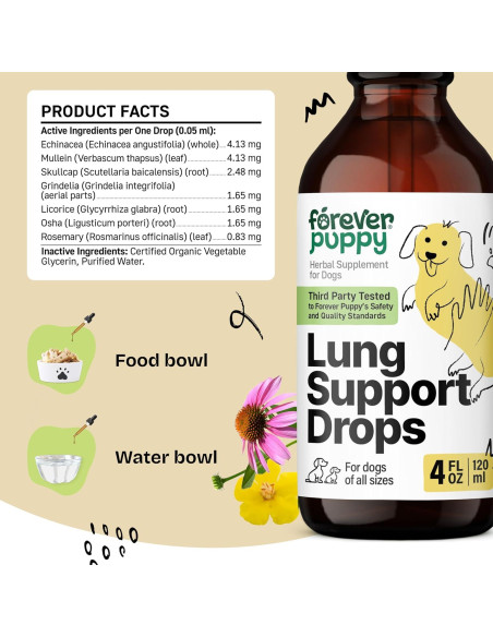 Gotas de Soporte Pulmonar para Perros Forever Puppy 118 ml