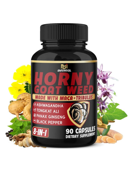 Cápsulas Veganas de Hierba de Cabra Horny BMVINVOL - 90 Unidades